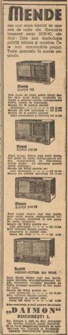 Timpul Bucuresti nr. 925 L. 25 Nov. 1939 pg. 13 reclama la radio Mende - reprezentata Soc. Dai...jpg