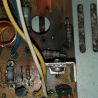 F-2980 board shows signs of burnt spot behind transistor