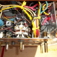 New caps installed in hole left by old quad-capacitor
