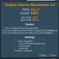 Heaven I7-9700 32GB RTX 3080 Stock @1080p