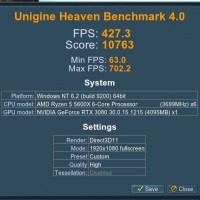 Heaven 5600X Stock 1440 32GB RTX 3080 +100 +800