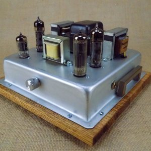 The Fat Daddio SE, A Dave Gillespie 8600 inspired 6BQ5 single ended amp in a Fat Daddio's cake pan