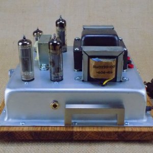 The Fat Daddio SE, A Dave Gillespie 8600 inspired 6BQ5 single ended amp in a Fat Daddio's cake pan
