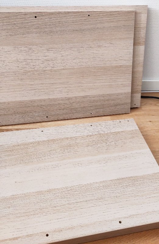 Dowel holes, bottom row dividers