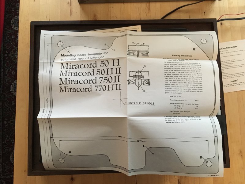 Elac Miracord 50H II - mounting board template, original