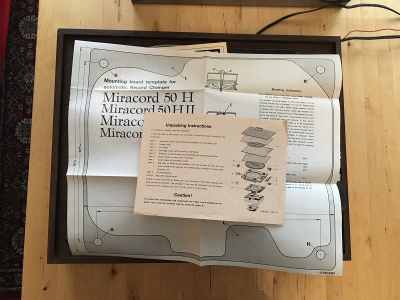 Elac Miracord 50H II - Unpacking instructions printout