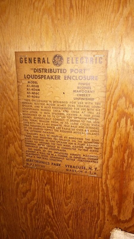 GE Speaker Enclosure label