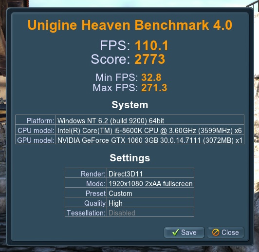 Heaven 8600k 1060 3 Gb #2