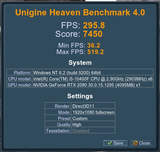 Heaven I5-10400 16GB RTX 2080 Stock