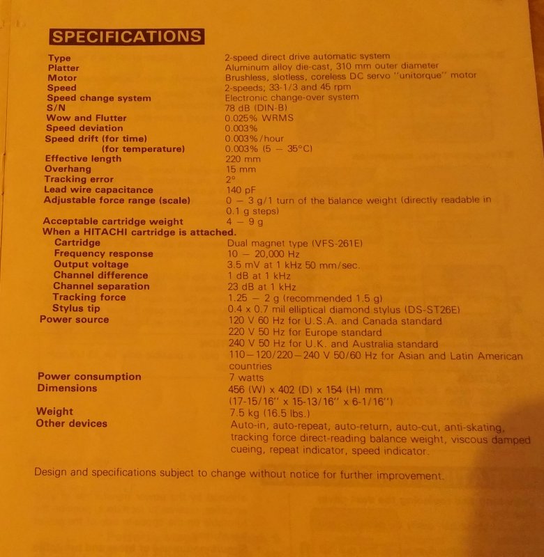 Ht-500 Specs