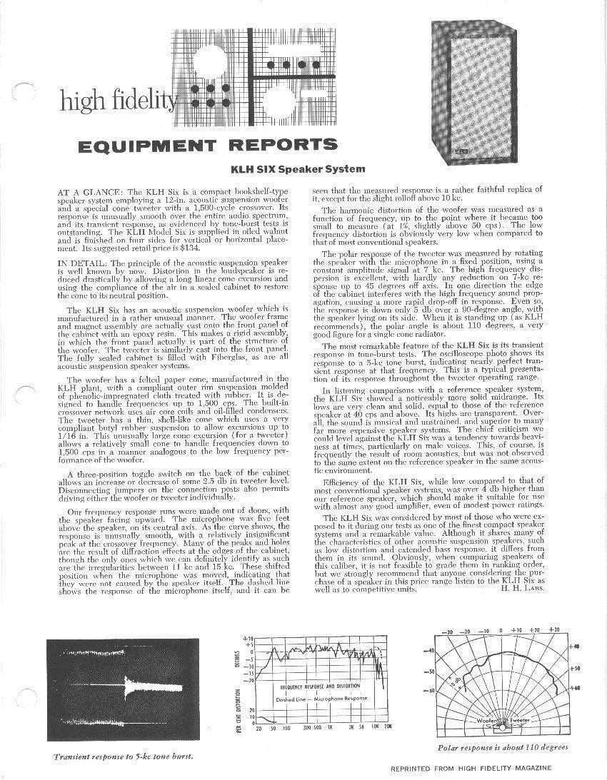 KLH Model Six Test