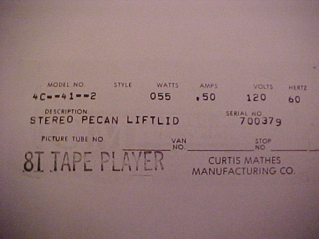 model number/serial number