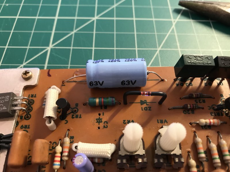 New C1 capacitor (I think it's on backward in this photo, woops)