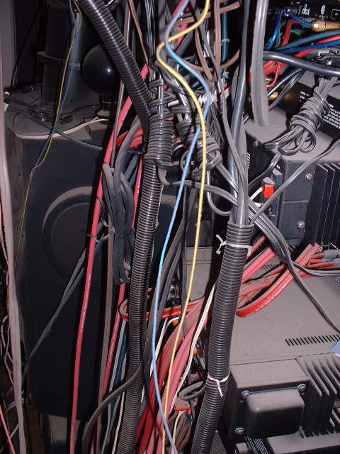 Wire Mess Behind the Amps